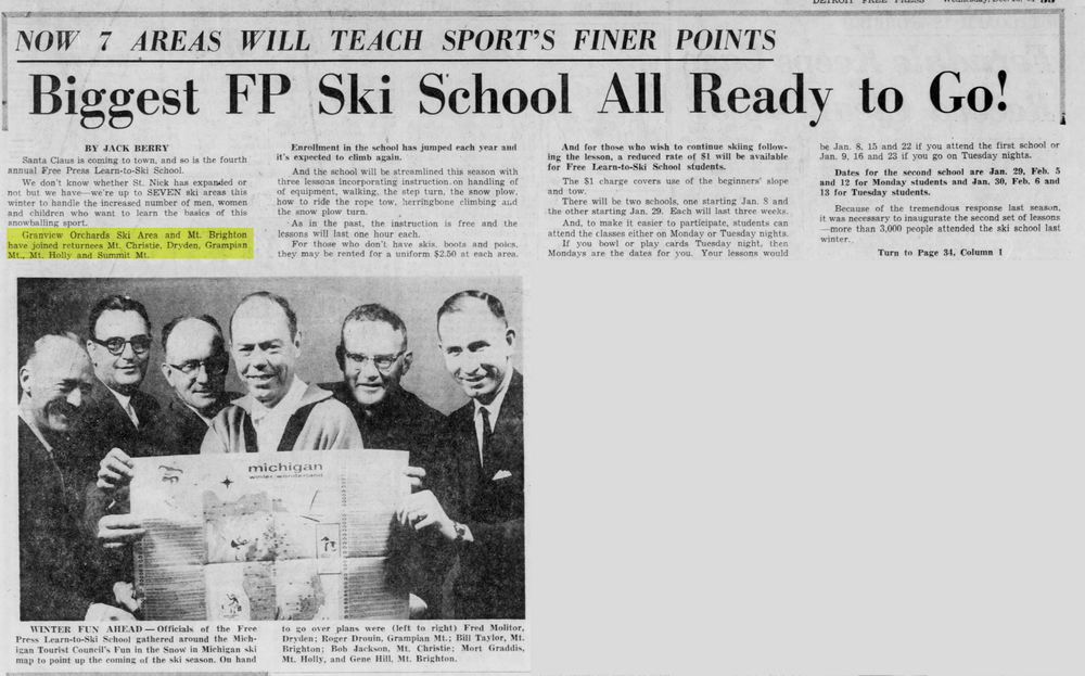 Granview Orchards Ski Area - Dec 13 1961 Article (newer photo)